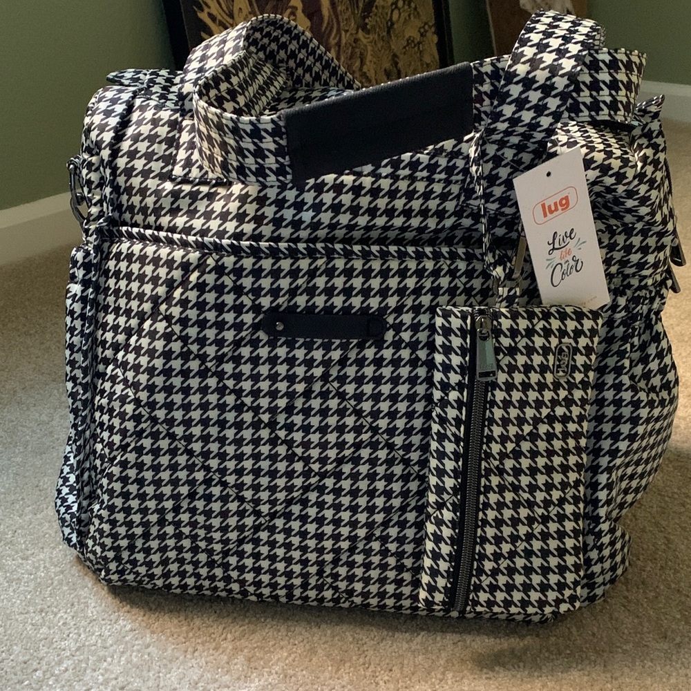 NWT Lug Black and White Houndstooth Tote
